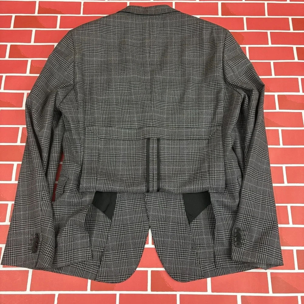 Hugo Boss Blazer Sport Coat Mens 40R Gray Check Wool Stretch Tailoring Turkey